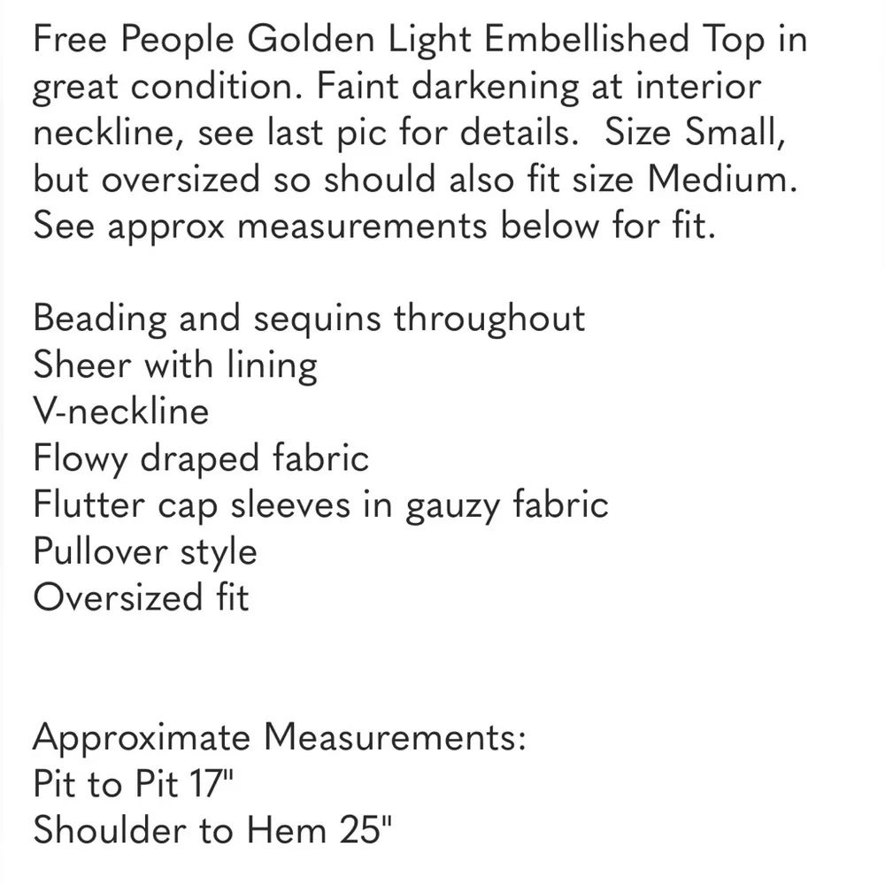 Free People Golden Light Embellished Fairy Top Small - Picture 9 of 9